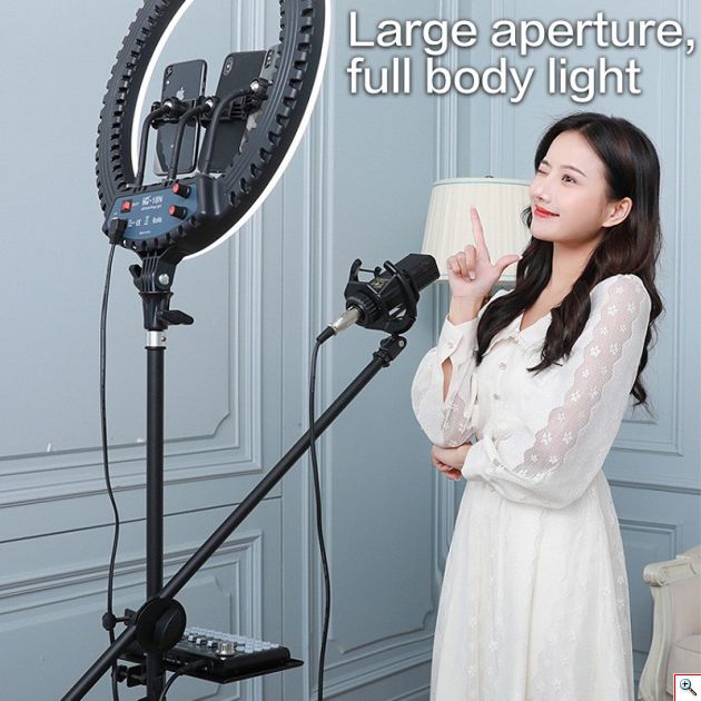 Μεγάλο Φωτογραφικό Δαχτυλίδι Τριών Βάσεων Κινητού & Κάμερας με Φορτιστή USB & Χειριστήριο - Φωτιστικό Ring Light LED 52cm 3200K - 6000K, Τρίποδο