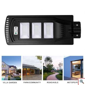 Τριπλό Αδιάβροχο Ηλιακό Φωτιστικό 60W LED με Φωτοβολταϊκό Πάνελ, Ανιχνευτή Κίνησης, Φωτοκύτταρο - Προβολέας Δρόμου 
