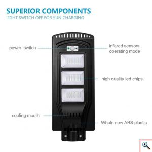 Τριπλό Αδιάβροχο Ηλιακό Φωτιστικό 60W LED με Φωτοβολταϊκό Πάνελ, Ανιχνευτή Κίνησης, Φωτοκύτταρο - Προβολέας Δρόμου 
