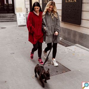 Cuddly Φλις Κουβέρτα με Μανίκια, Κουκούλα & Ζεστό Γουνάκι - Oversized Φούτερ για το σπίτι