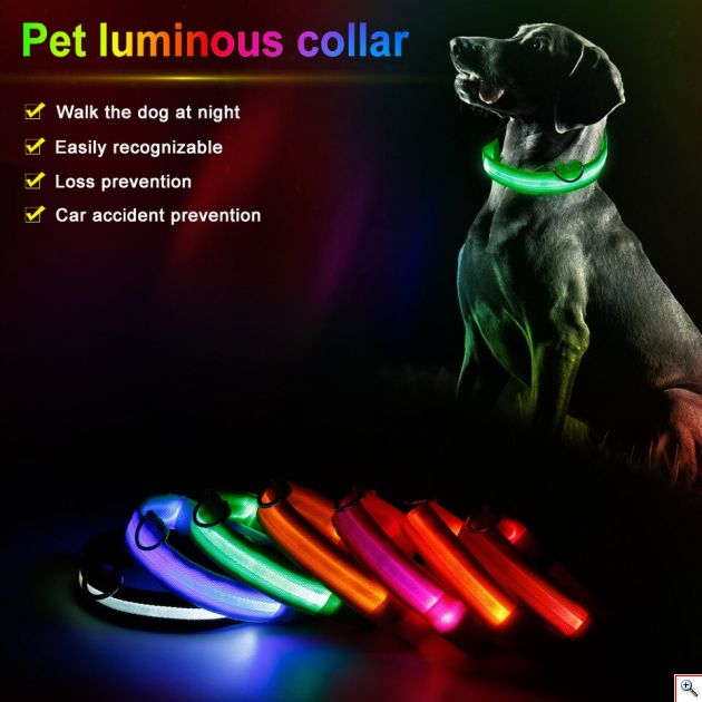 Κολάρο Σκύλου με Φωτισμό Led - Large 45cm-52cm Κόκκινο
