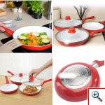 Κεραμικά Τηγάνια με Αντικολλητική Επίστρωση με Γυάλινα Καπάκια - Σετ των 5 τεμαχίων