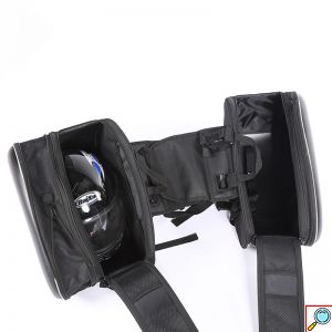 Σετ 2 Universal Carbon Επεκτεινόμενα Σαμάρια - Πλαϊνές Βαλίτσες Ανακλαστικές Μηχανής / Μοτοσυκλέτας 36 - 58L με Αδιάβροχο Κάλυμμα Μαύρο