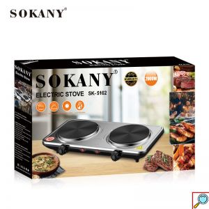 Επιτραπέζια Διπλή Εστία Εμαγιέ - Ηλεκτρικό Μάτι 2 Θέσεων Sokany Γκρι