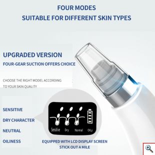 Επαναφορτιζόμενη Συσκευή Vacuum Καθαρισμού Προσώπου για τους Πόρους και τα Μαύρα Στίγματα- Microsrystalline Blackhead
