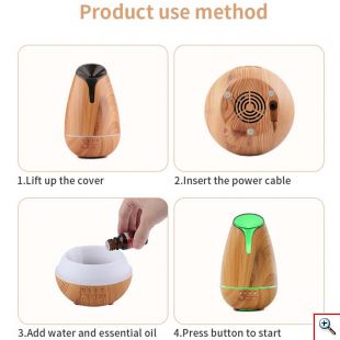 Υγραντήρας Υπερήχων & Συσκευή Αρωματοθεραπείας με Χρονόμετρο & LED Φωτισμό 120ml - Aroma Diffuser Χρώμα Φυσικό Ξύλου 