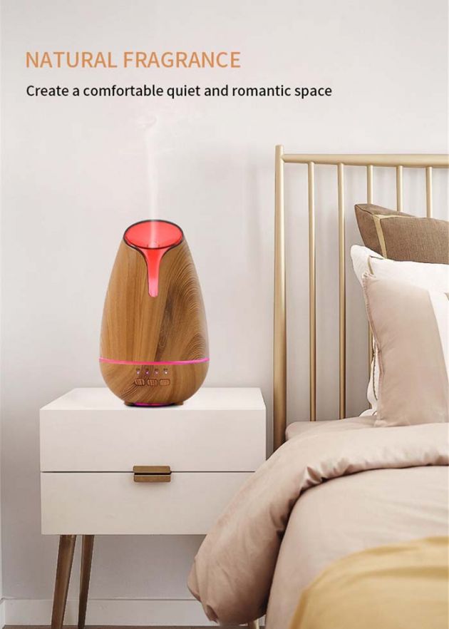 Υγραντήρας Υπερήχων & Συσκευή Αρωματοθεραπείας με Χρονοδιακόπτη & RGB LED Φωτισμό 120ml - Aroma Diffuser Χρώμα Φυσικό Ξύλου 