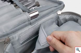 Μαλακό Αδιάβροχο Βελουτέ Τσαντάκι - Νεσεσέρ για Μακιγιάζ - Grey Velvet Makeup Bag