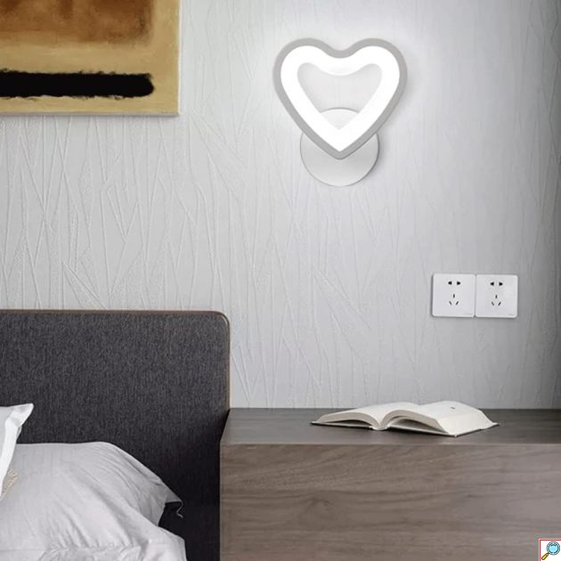 LED Φωτιστικό Τοίχου – Απλίκα 6W σε Ψυχρό Λευκό Φωτισμό και Σχήμα Καρδιά - Universo