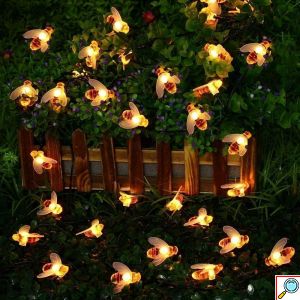 5m Αδιάβροχα Ηλιακά Φωτάκια Μέλισσες Θερμού Λευκού Φωτισμού - 20 LED με Ηλιακό Πάνελ
