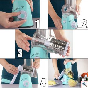 Έξυπνος Χειροκίνητος Πολυκόφτης Φρούτων και Λαχανικών με 3 Κεφαλές - 26x12.7x24cm Andowl Q-C44