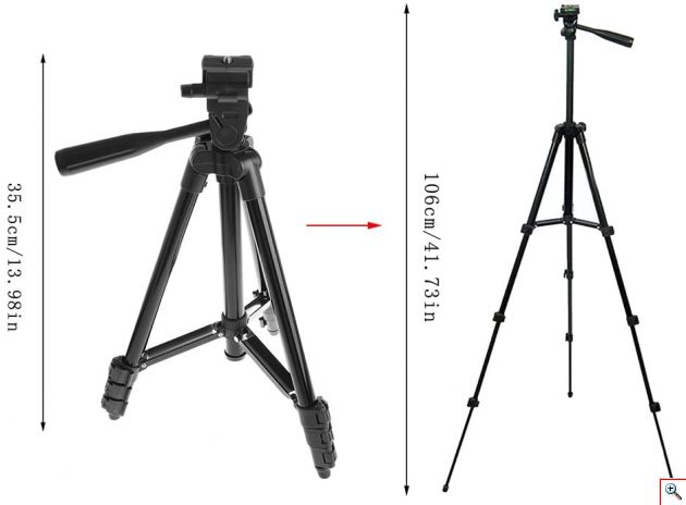 Επαγγελματικό Πτυσσόμενο Τρίποδο για Κινητό ή Φωτογραφική Μηχανή με Αλφάδι Ευθυγράμμισης 35cm-110cm - Andowl Tripod
