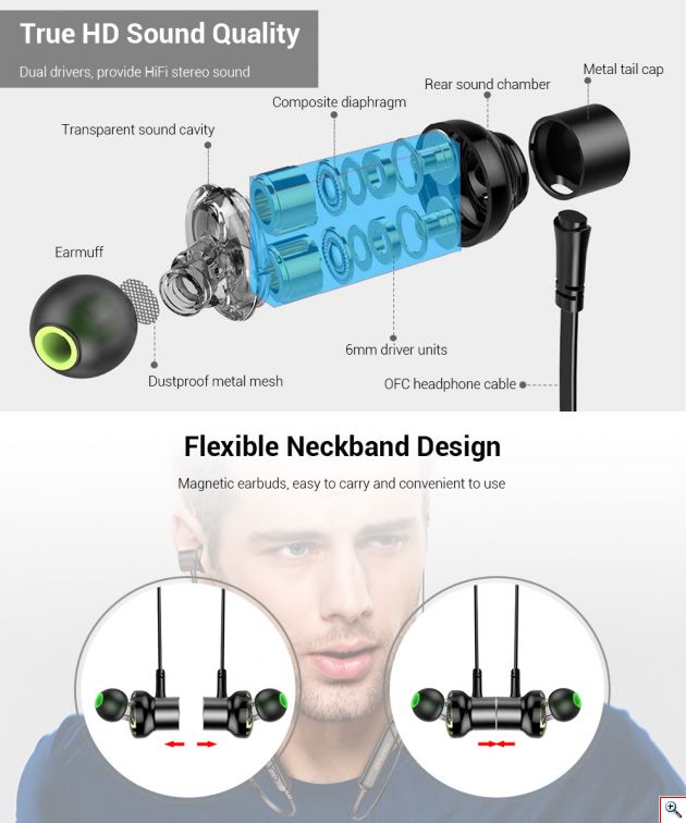Ασύρματα Μαγνητικά Ακουστικά - Neckband Earphones Awei 