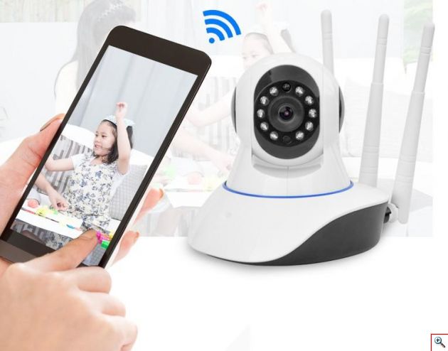 Ασύρματη IP WiFi/Ethernet Κάμερα HD 720p Pan/Tilt με Νυχτερινή Λήψη, Ανιχνευτή Κίνησης, Ειδοποίηση στο Κινητό, Μικρόφωνο, Ηχείο, Σειρήνα, 3 Κεραίες & Micro SD