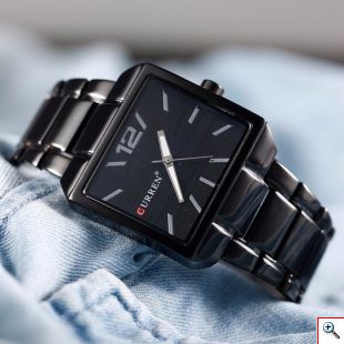 Μοντέρνο Ρολόι Χεριού Curren Black - Square Unisex Steel Band Quartz Watch 