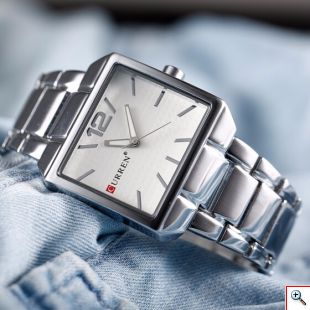 Μοντέρνο Ρολόι Χεριού Curren Black - Square Unisex Steel Band Quartz Watch 