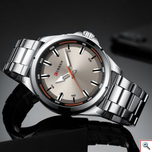 Ανδρικό Ρολόι Curren Silver - Men's Quartz Watch Large Dial Fashion Business Waterproof