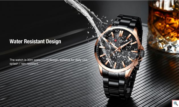 Ανδρικό Ρολόι Curren Black - Men Waterproof Quartz Watch