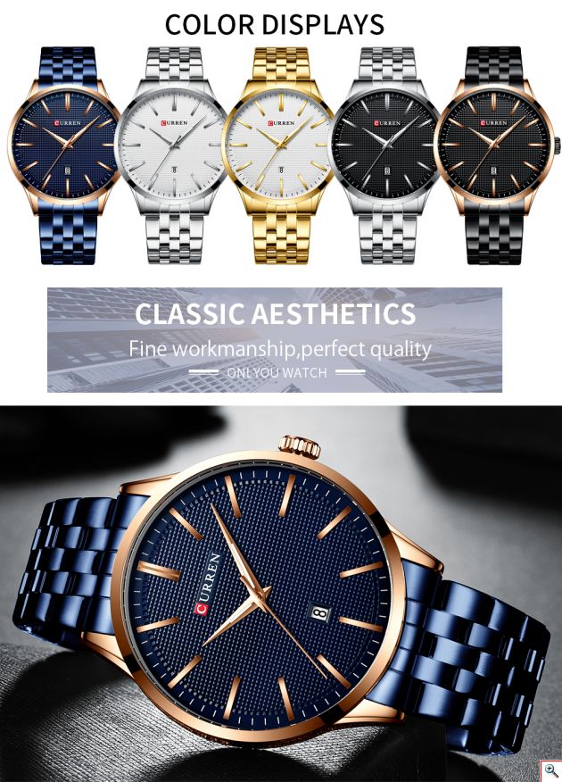 Ανδρικό Ρολόι Curren Blue - Stainless Steel Analog Watch For Men