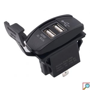 Universal Αδιάβροχος Φορτιστής με 2 Εξόδους USB 5V 3.1A & Μπλε LED Φωτισμό