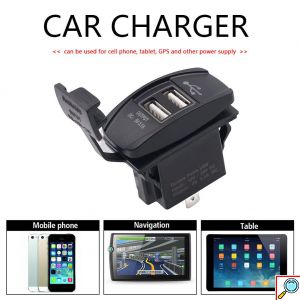 Universal Αδιάβροχος Φορτιστής με 2 Εξόδους USB 5V 3.1A & Μπλε LED Φωτισμό
