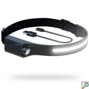 LED Αδιάβροχος Επαναφορτιζόμενος Φακός Κεφαλής IPX4 350Lumens 230°, 5 Λειτουργίες Φωτισμού & Αισθητήρα Κίνησης Χεριού