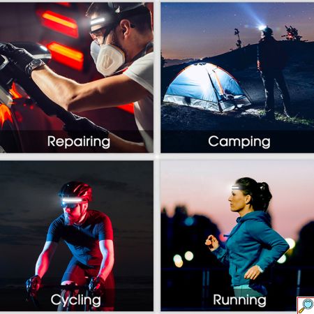 LED Αδιάβροχος Επαναφορτιζόμενος Φακός Κεφαλής IPX4 350Lumens 230°, 5 Λειτουργίες Φωτισμού & Αισθητήρα Κίνησης Χεριού