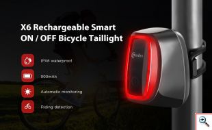 Επαναφορτιζόμενο Οπίσθιο Αδιάβροχο Φανάρι - Φως Ποδηλάτου LED με 6 Λειτουργίες Φωτισμού