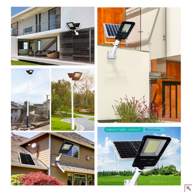 Ηλιακός Αδιάβροχος Προβολέας Δρόμου 50W Floodlight Series - Σύστημα Φωτισμού Εξωτερικού Χώρου με 68 LED