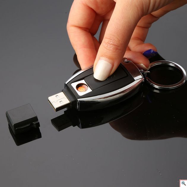 Αντιανεμικός Ηλεκτρονικός Αναπτήρας USB Επαναφορτιζόμενος - Μπρελόκ Κλειδιά Αυτοκινήτου