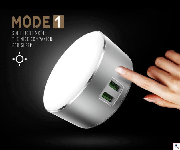 Λαμπάκι - Φωτάκι Νυκτός με 2 Εξόδους USB - 4.4A-Ldnio Night-light Charger 2x USB Wall Adapter A4406