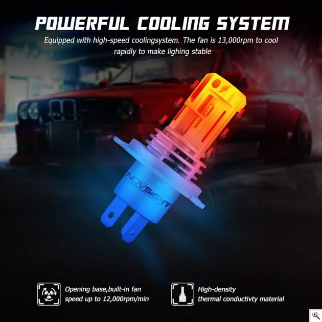 Novsight LED Λάμπες Αυτοκινήτου H4 60W 10,000Lm 6000K A500-N30S