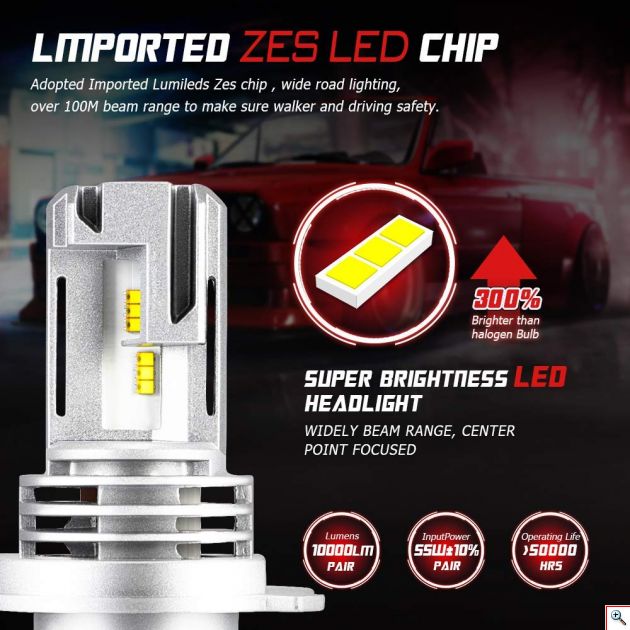 Novsight LED Λάμπες Αυτοκινήτου H4 60W 10,000Lm 6000K A500-N30S