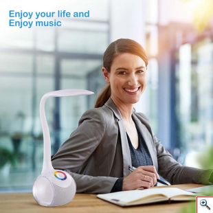 Επαναφορτιζόμενο Smart Φωτιστικό Αφής LED & Bluetooth Ηχείο με Εύκαμπτο Βραχίονα - Colour Control Speaker Table Lamp & Night Light 
