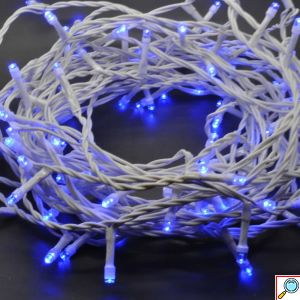 Φώτα LED 100 Λαμπάκια Μπλέ με Λευκό Καλώδιο - Χριστουγεννιάτικα Φωτάκια
