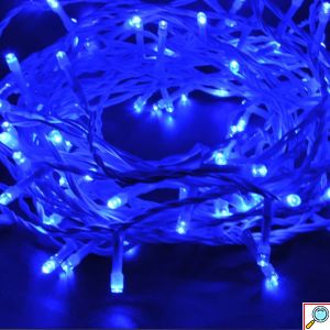 Φώτα LED 100 Λαμπάκια Μπλέ με Λευκό Καλώδιο - Χριστουγεννιάτικα Φωτάκια