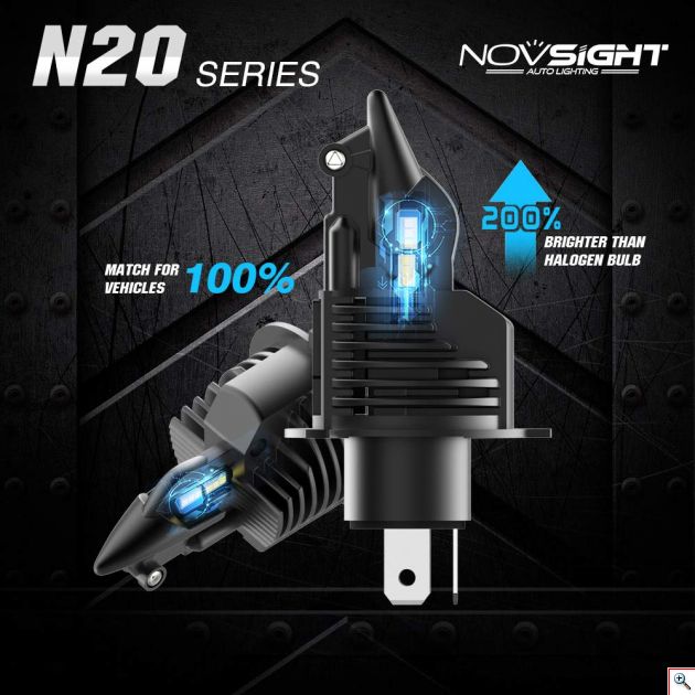 NovSight Φώτα - Λάμπες Αυτοκινήτου A500-N20B-H4 60W 8000LM 6500K