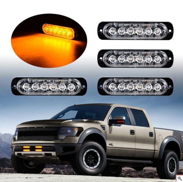 Led Φάρος Slim 18w με 6 led 12/24V Πορτοκαλί – Amber Flash Light Bar Car