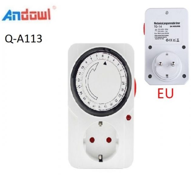Μηχανικός Χρονοδιακόπτης Πρίζας 24 Ωρών ANDOWL