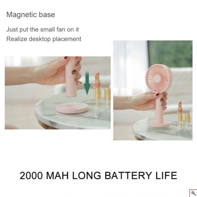 Μίνι USB Επαναφορτιζόμενος Φορητός Ανεμιστήρας με Βάση Καθρέφτη - Makeup Mirror Handheld Fan 