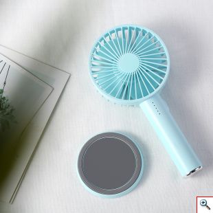 Μίνι USB Επαναφορτιζόμενος Φορητός Ανεμιστήρας με Βάση Καθρέφτη - Makeup Mirror Handheld Fan 