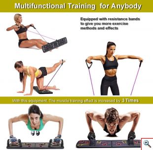 Σανίδα Push Ups Διαφορετικών Λαβών & Λάστιχα Αντίστασης για 13 Ασκήσεις - Push Up Board 13 in 1