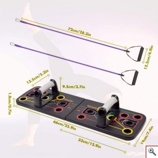 Σανίδα Push Ups Διαφορετικών Λαβών & Λάστιχα Αντίστασης για 13 Ασκήσεις - Push Up Board 13 in 1