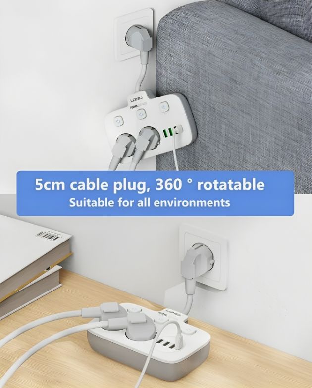 LDNIO Πολύπριζο 2 Θέσεων με Διακόπτες ON/OFF και 3 USB-A & USB-C - Intelligent Power Strip