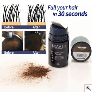 Beaver Hair Building Fibers, Μικρο-ίνες Φυσικής Κερατίνης κατά της Τριχόπτωσης & Αραίωσης των Μαλλιών 12γρ