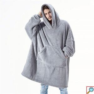 SoftHug Φλις Κουβέρτα με Μανίκια, Κουκούλα & Ζεστό Γουνάκι - Oversized Φούτερ για το σπίτι