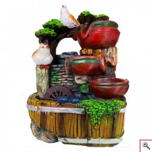 Διακοσμητικό Συντριβάνι Feng Shui με 3 Κιούπιa & Πουλάκια 24x16x14εκ