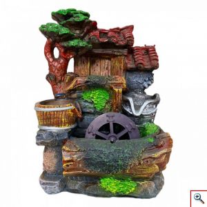 Διακοσμητικό Συντριβάνι Feng Shui με Σπίτι,Κορμό,Κάδο και Βαρέλι 24x16x14εκ