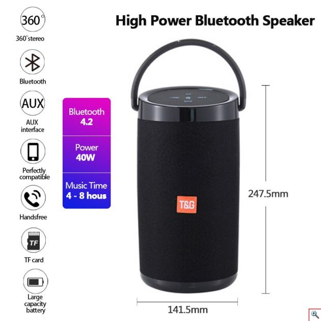 Ασύρματο Αδιάβροχο Bluetooth Φορητό Ηχείο με USB, Micro SD, AUX, FM Radio με Τεχνολογία TWS - Stereo BT Portable Speaker Μαύρο