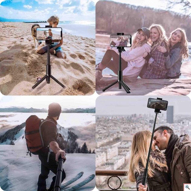 Ασύρματο 360ᵒ Bluetooth Πτυσσόμενο Μπαστούνι Κινητού 67cm & Τρίποδο για Selfie Φωτογραφίες με Χειριστήριο - Wireless Mini Tripod Selfie Stick Μαύρο